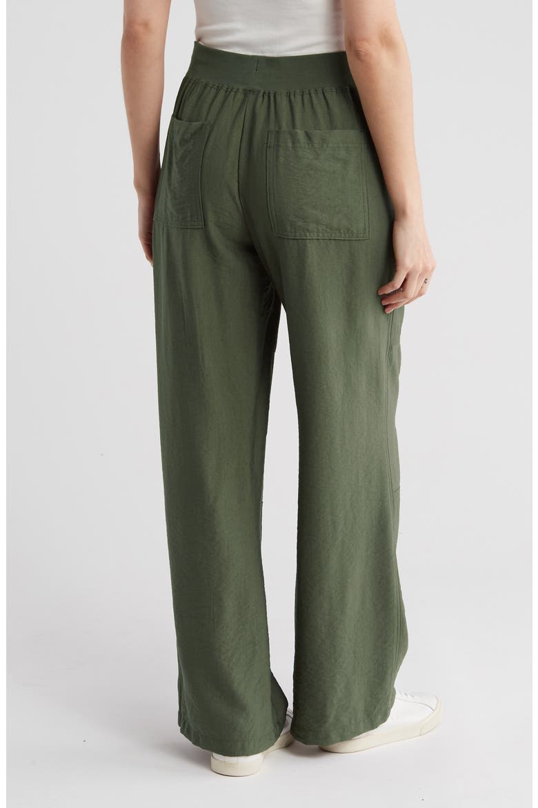 Twill Wide Leg Pants, Alternate, color, EVERGREEN
