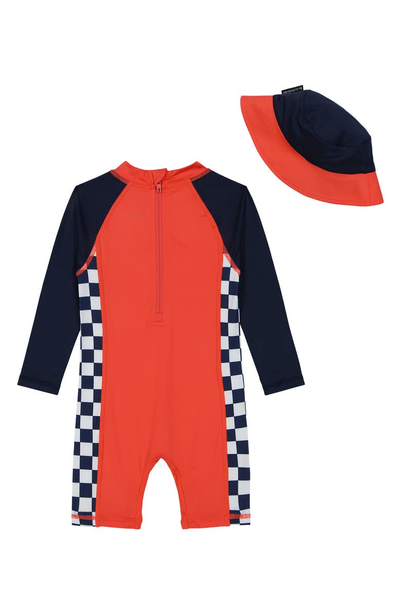 Quiksilver Long Sleeve One-Piece Rashguard Swimsuit & Sun Hat Set, Alternate, color, 