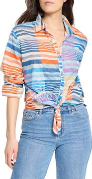 NIC+ZOE Sunset Stripe Cotton Button-Up Shirt