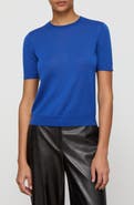 Lafayette 148 New York Short Sleeve Cashmere Crewneck Sweater