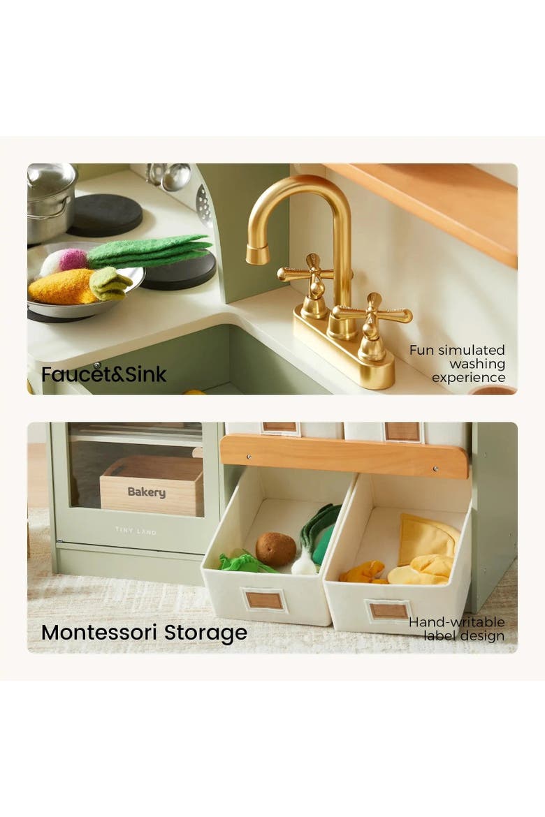 Serenity Wooden Play Kitchen Set in Green for Toddlers, Alternate, color, Multicolor