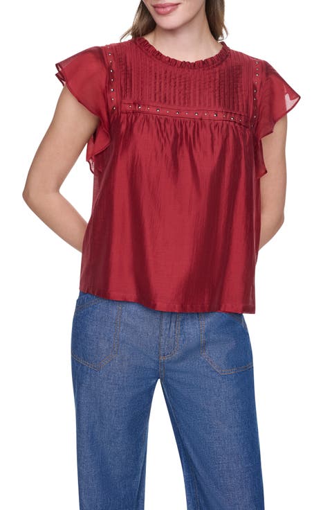 Studded Pintuck Top