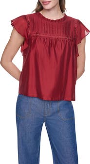 DKNY Studded Pintuck Top