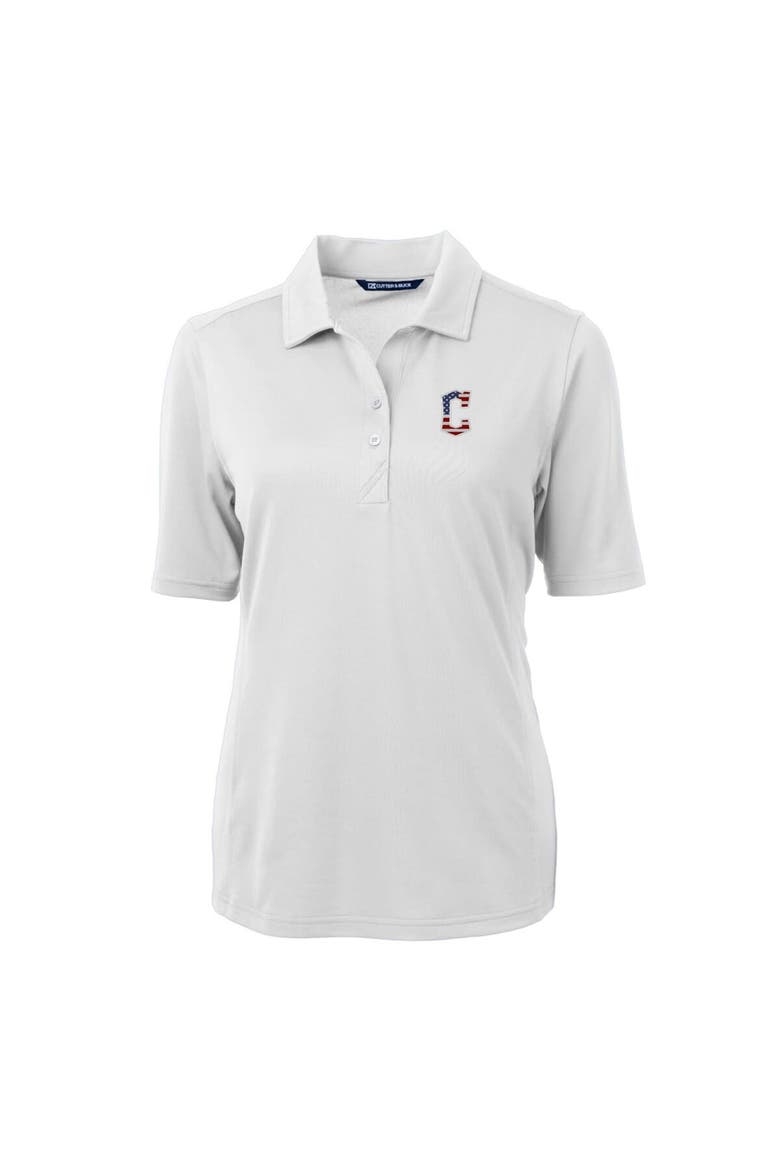 Women's Cutter & Buck White Cleveland Guardians Americana Logo DryTec Virtue Eco Pique Recycled Polo, Alternate, color, White