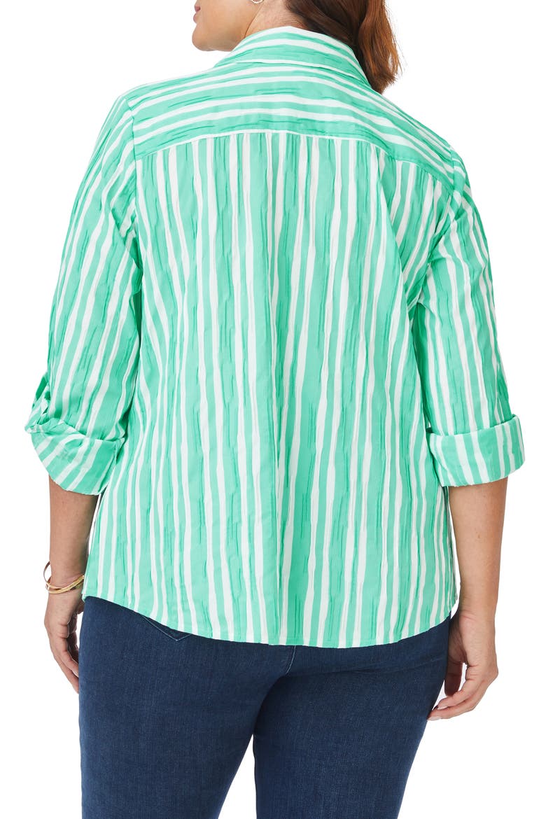 Hampton Beach Stripe Non-Iron Shirt, Alternate, color, SEA MIST