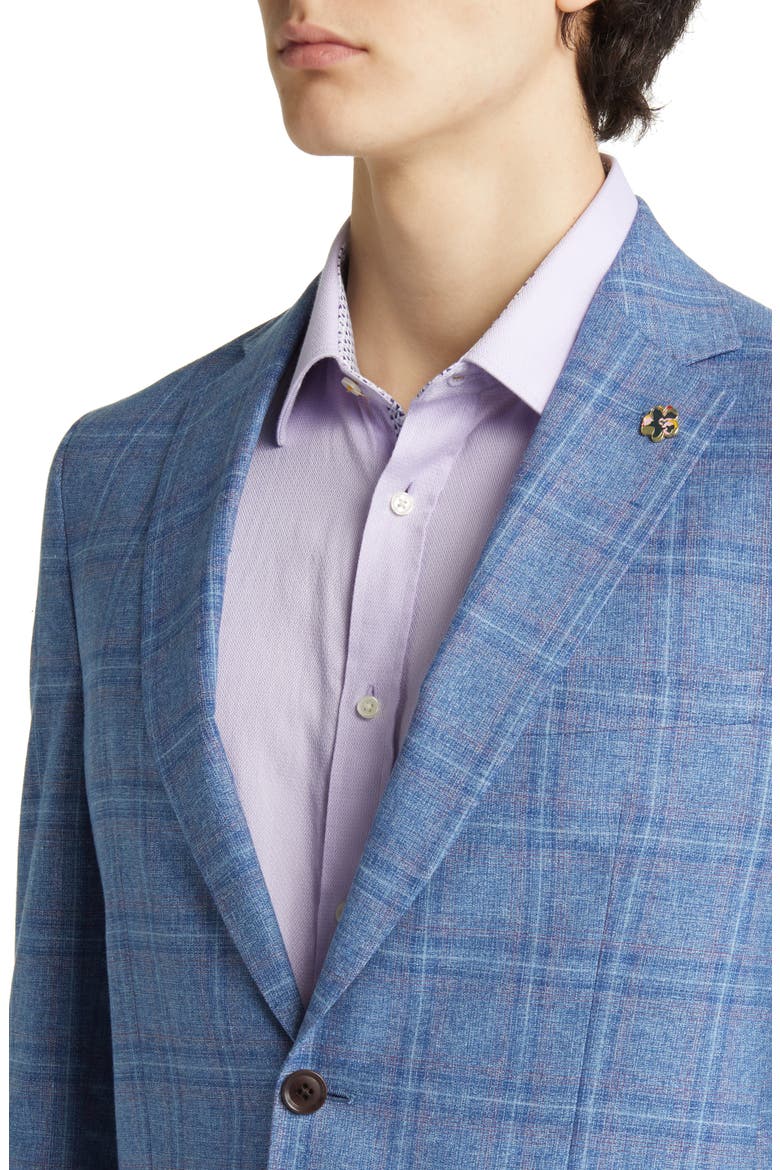 Karl Slim Fit Soft Construction Plaid Wool Blend Sport Coat, Alternate, color, LIGHT BLUE