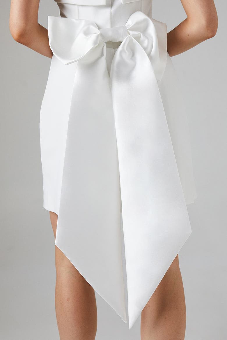 Bow Back Bandeau Bridal Mini Dress, Alternate, color, Ivory