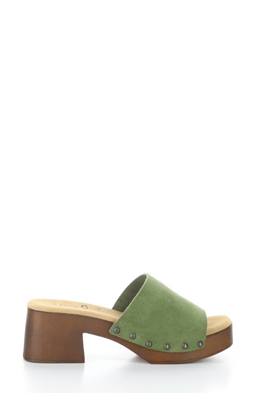 Bos. & Co. Marly Platform Slide Sandal In Moss Suede