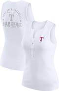 WEAR by Erin Andrews Women's WEAR by Erin Andrews White Texas Rangers Rib-Knit Henley Tank Top