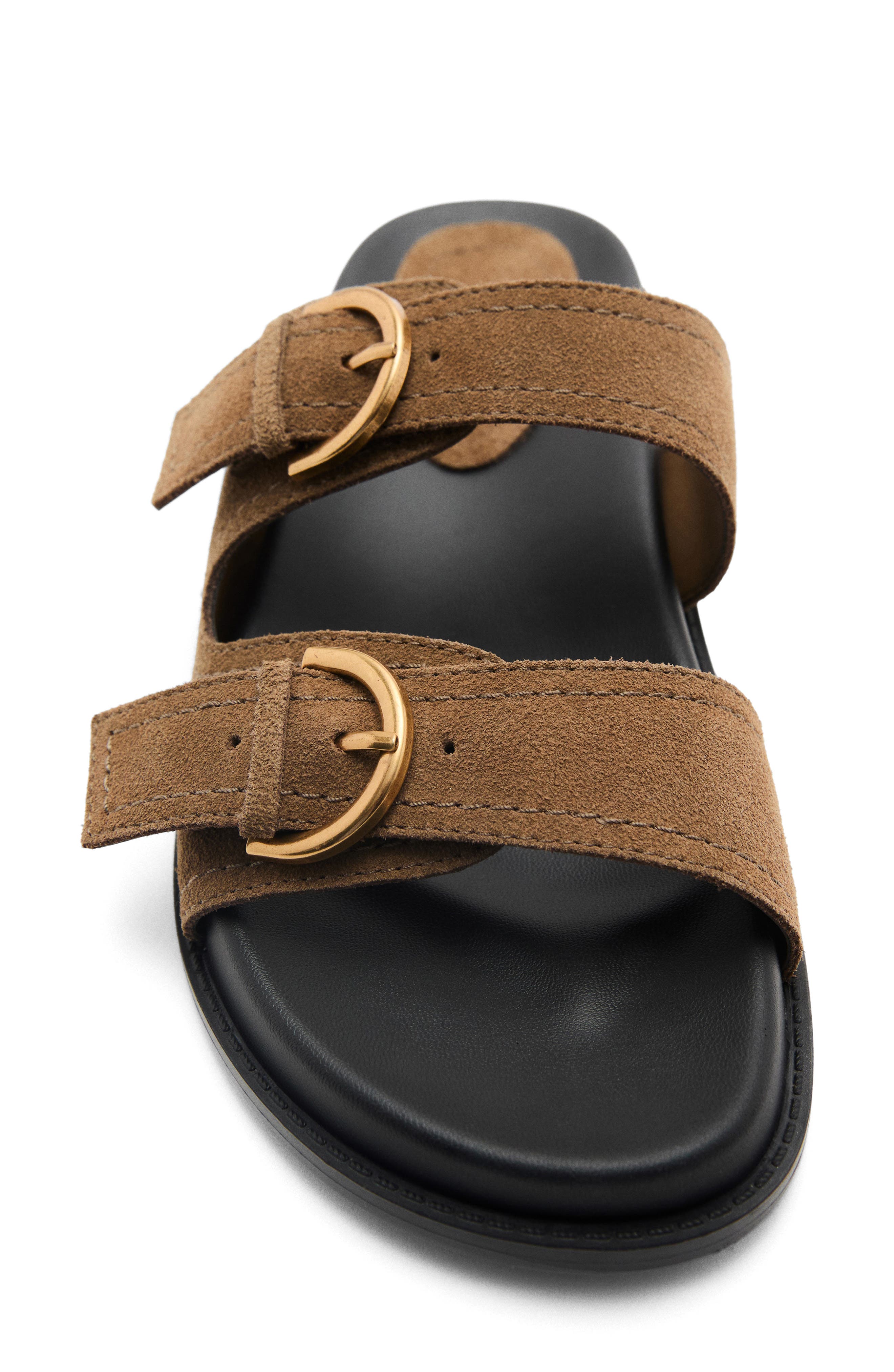 MANGO Double-Buckle Slide Sandal, Alternate, color, Khaki