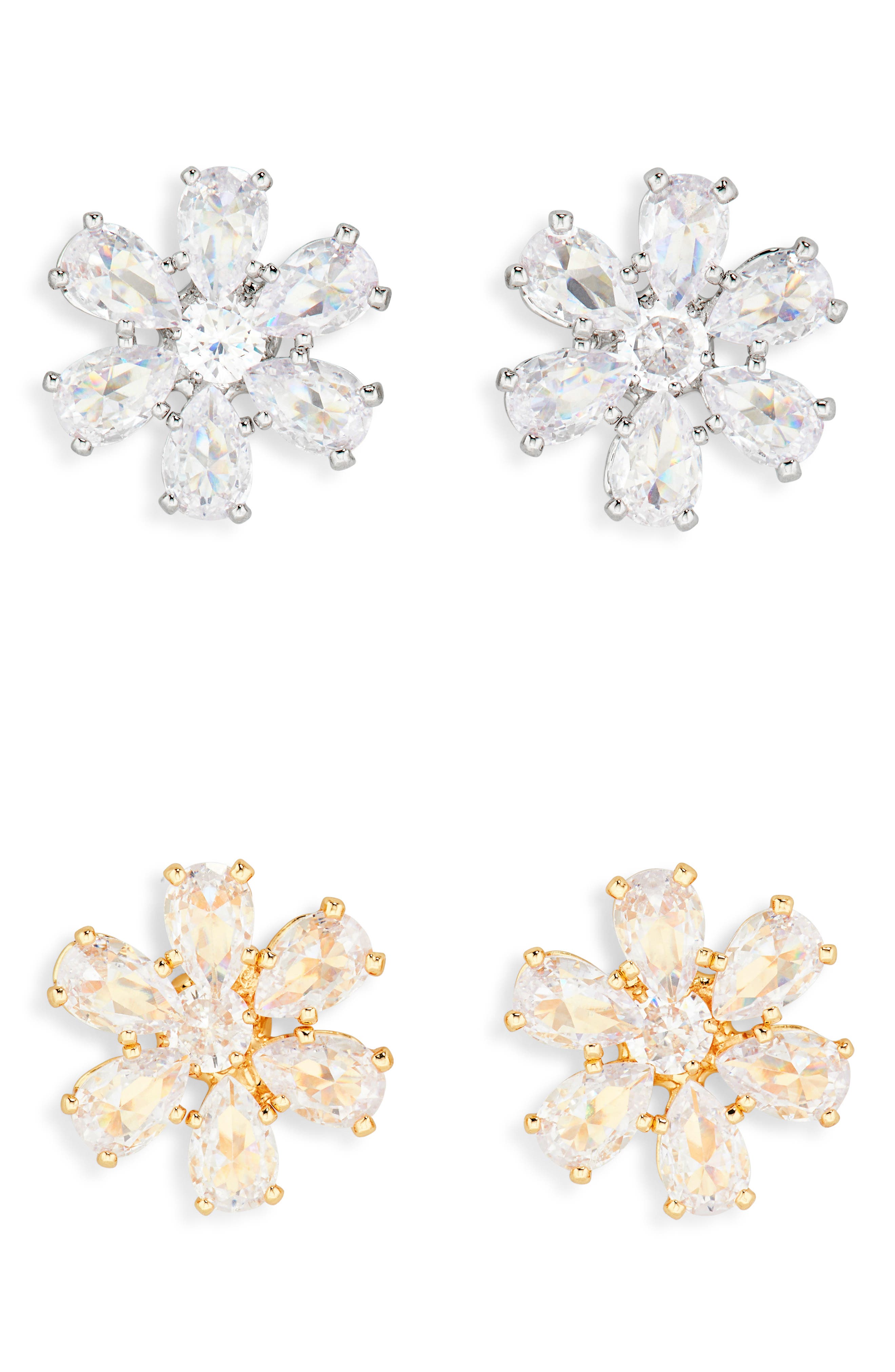 Tasha Set of 2 Crystal Flower Stud Earrings (Women) | Nordstromrack