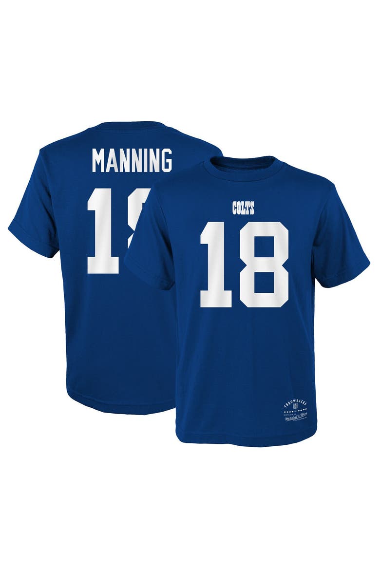 Youth Mitchell & Ness Peyton Manning Royal Indianapolis Colts Retired Player Retro Name & Number T-Shirt, Main, color, Royal