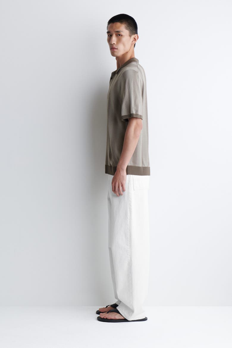 Diffused-Stripe Knit Polo Shirt, Alternate, color, MOLE / STRIPED