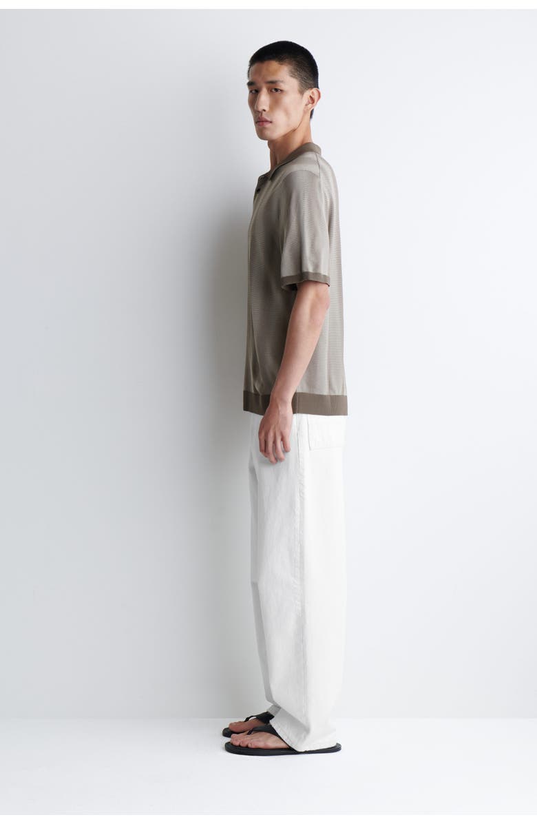 COS Diffused-Stripe Knit Polo Shirt, Alternate, color, Mole / Striped