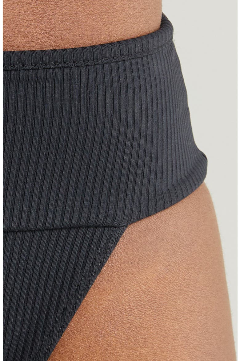 Tamarindo Rib High Cut Bikini Bottoms, Alternate, color, BLACK RIB