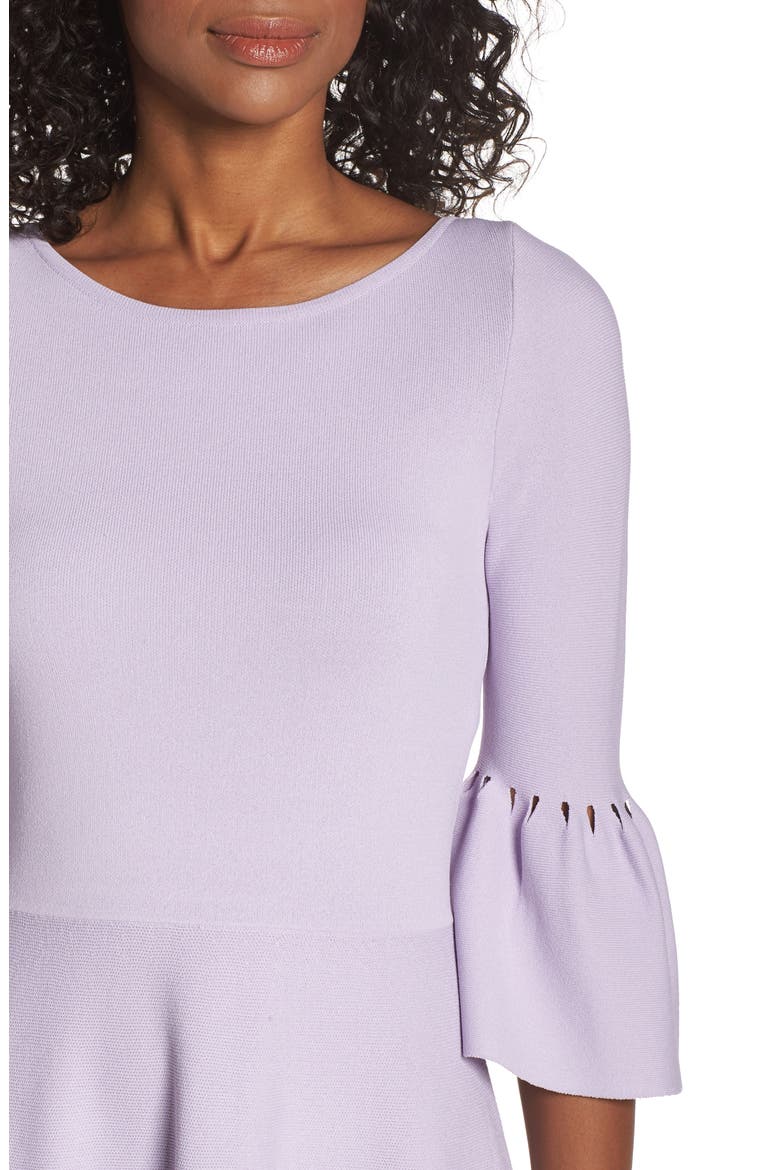 Cutout Bell Sleeve Sweater Dress, Alternate, color, LILAC
