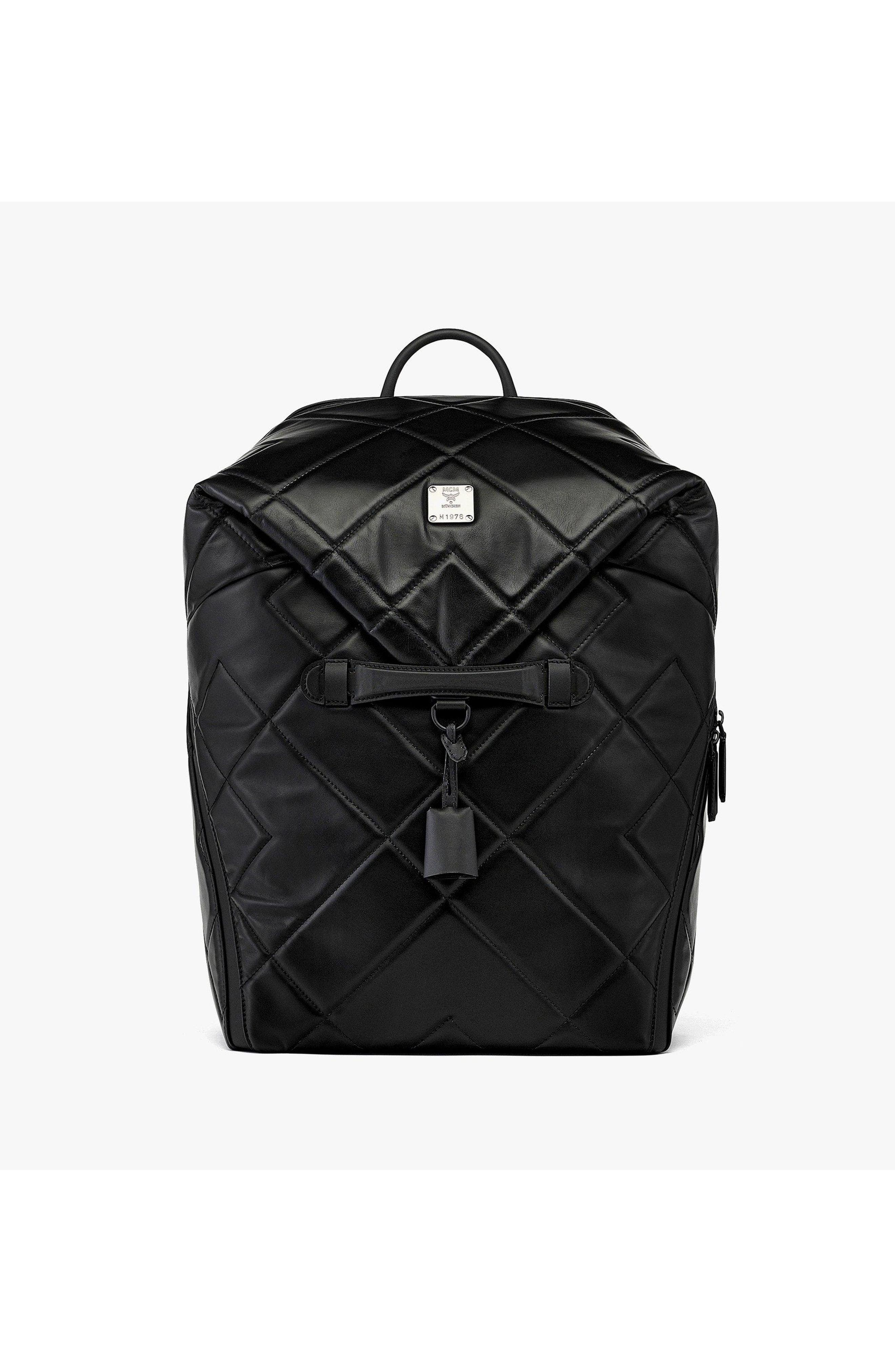 Aren Backpack in Diamond Quilted Leather, Main, color, Black