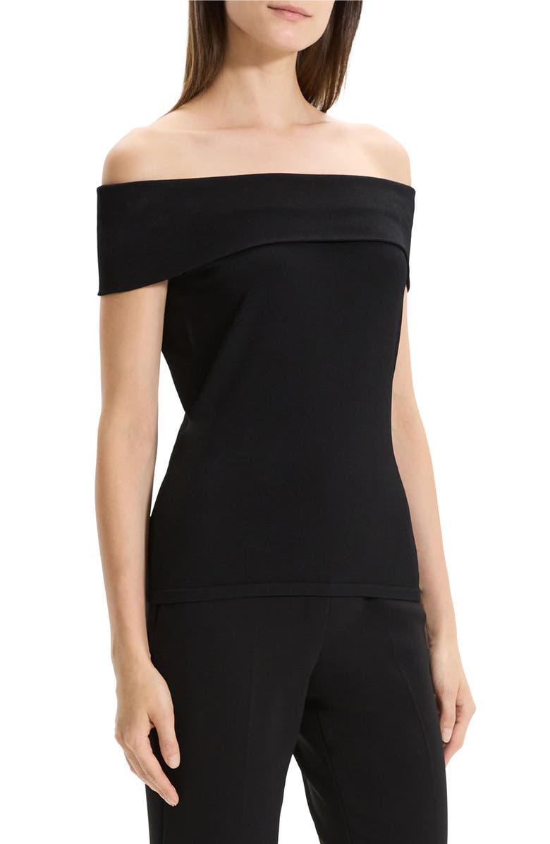 Theory Off the Shoulder Crepe Top, Alternate, color, 