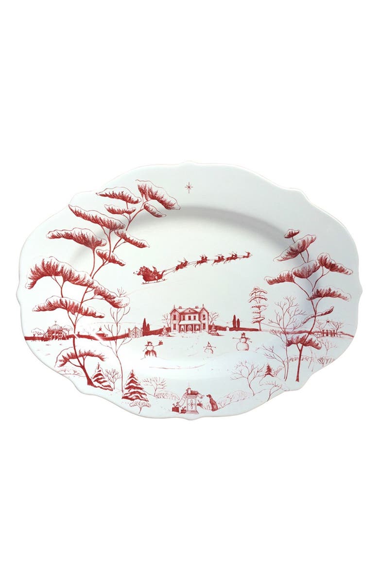 Juliska Country Estate Winter Frolic Ruby Christmas Eve Serving Platter, Main, color,