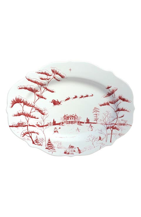 Country Estate Winter Frolic Ruby Christmas Eve Serving Platter