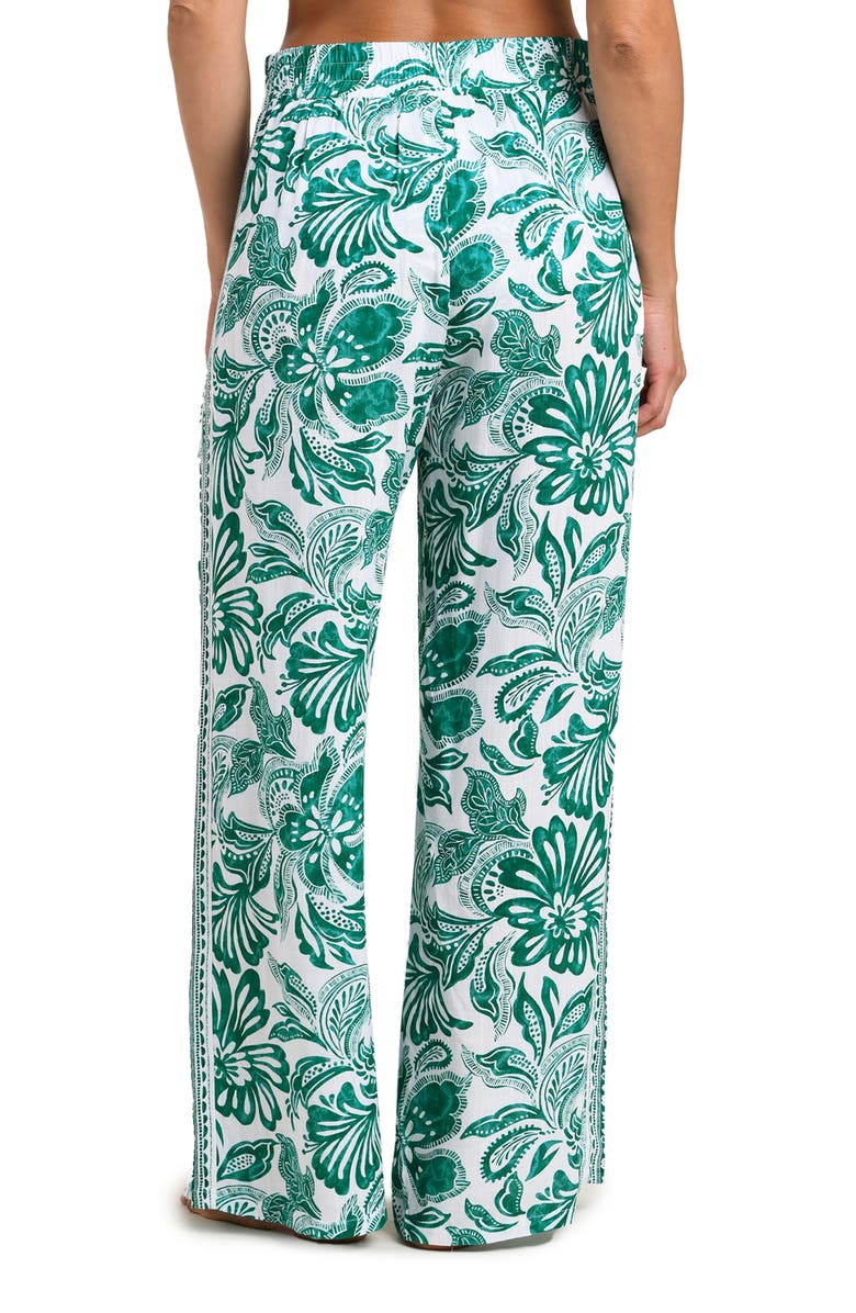La Blanca Botanical Brocade Wide Leg Cover-Up Pants, Alternate, color, Jungle