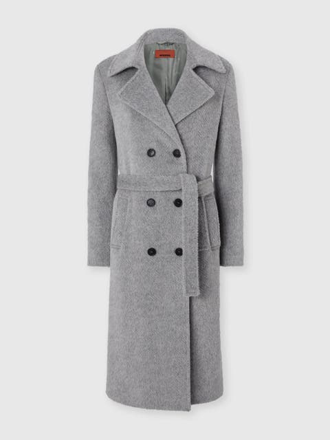 Double-breasted Trench Coat With Tone-on-tone Chevron Pattern