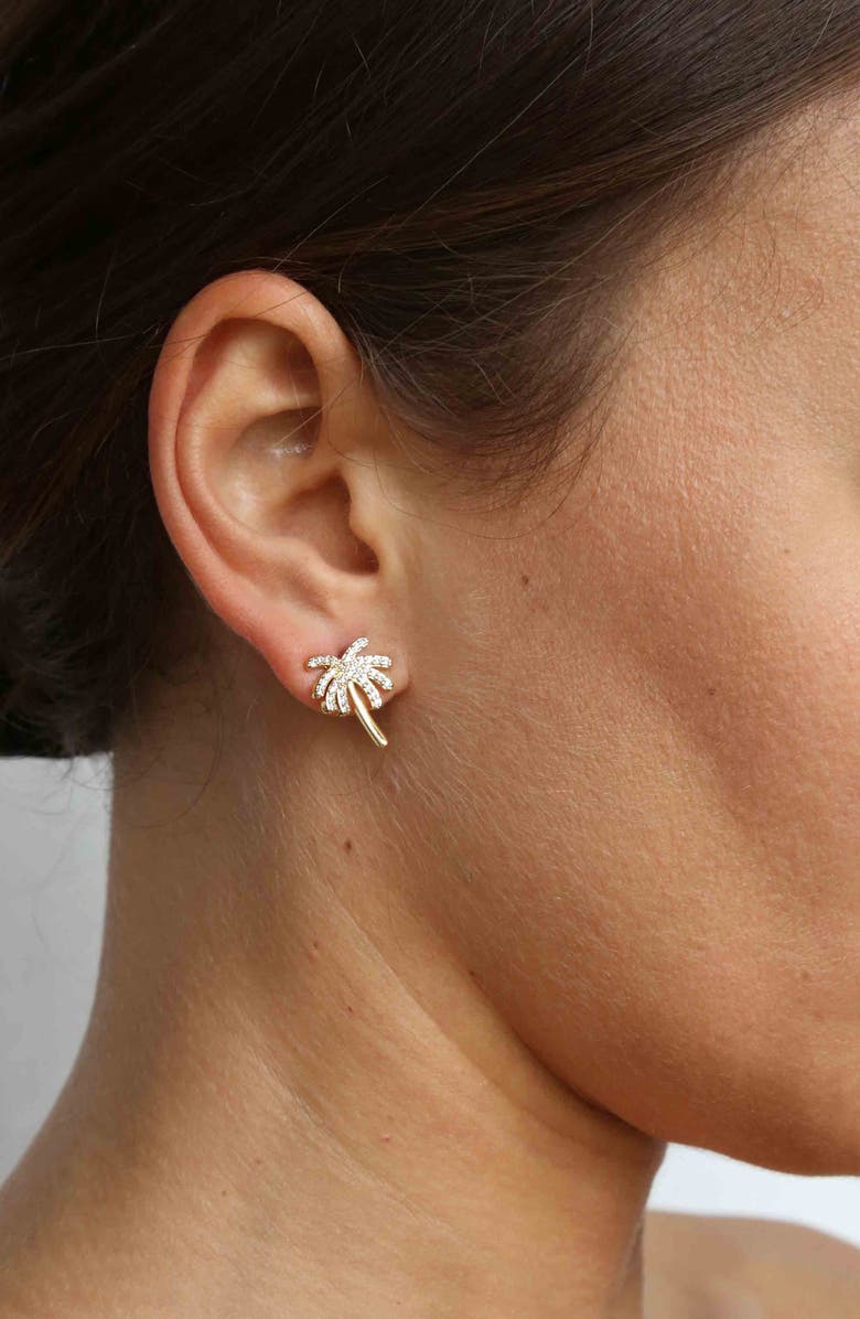 Ettika Crystal Palm Tree Stud Earrings, Alternate, color,