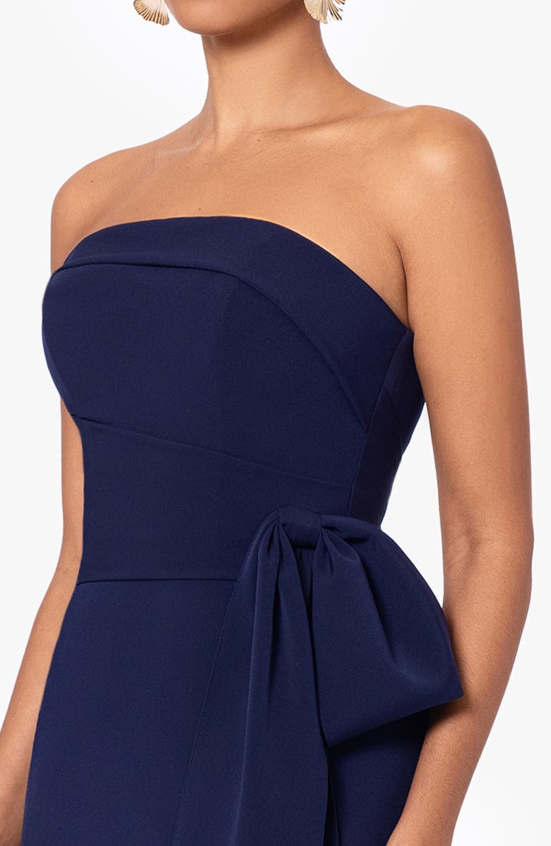 Betsy & Adam Bow Strapless Scuba Knit Gown, Alternate, color, 