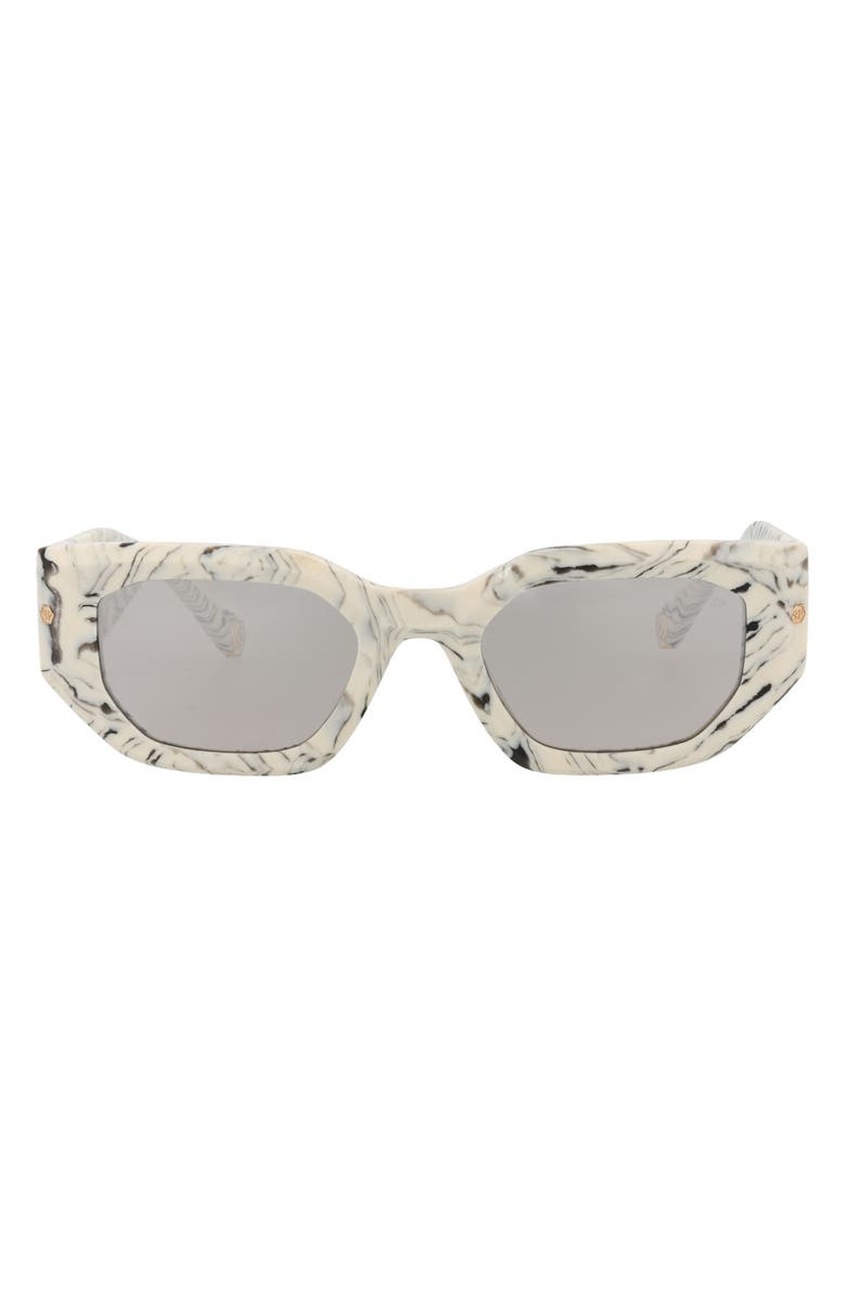 PHILIPP PLEIN 51mm Rectangular Sunglasses, Main, color, Ivory Ivory Grey