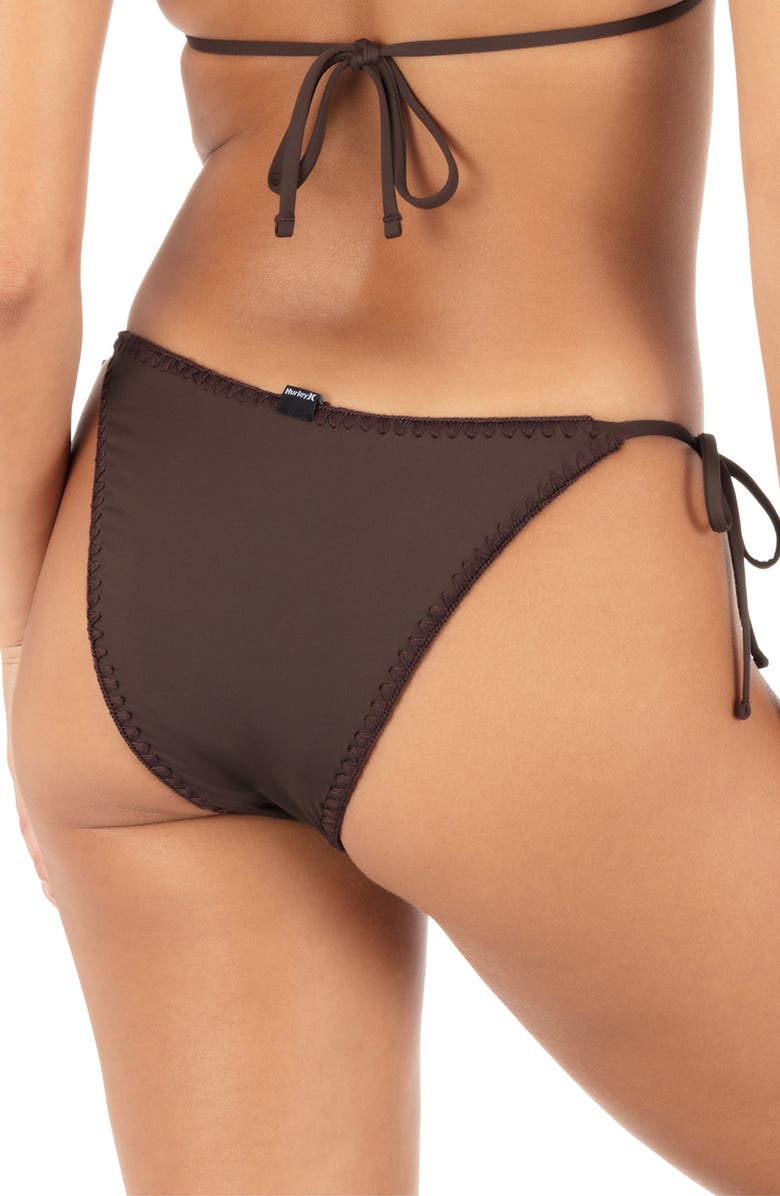 Hurley Flower Open Stitch Side Tie Bikini Bottoms, Alternate, color, Mole