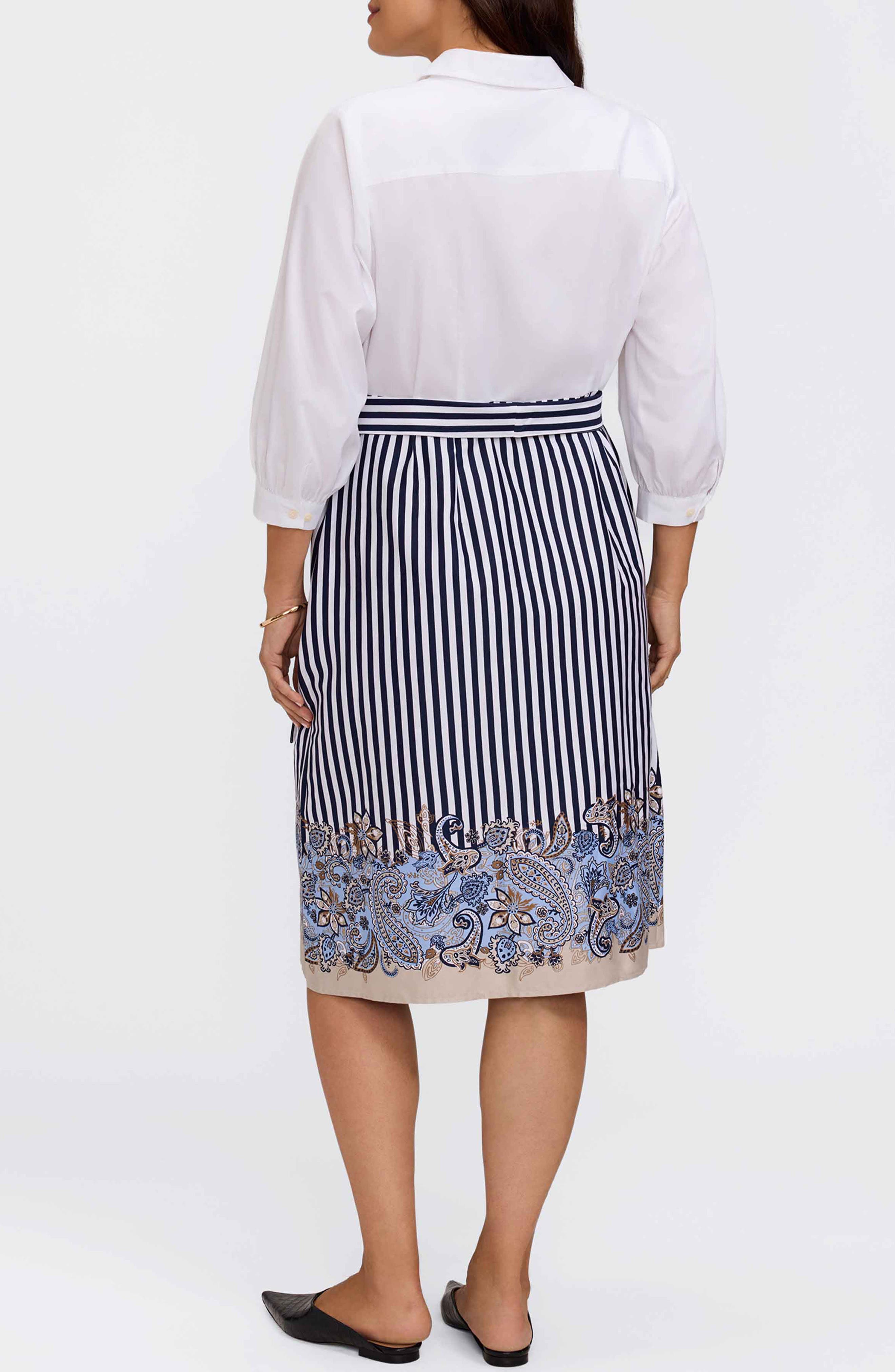 Esther Belted Stripe & Paisley Print Shirtdress - image 2