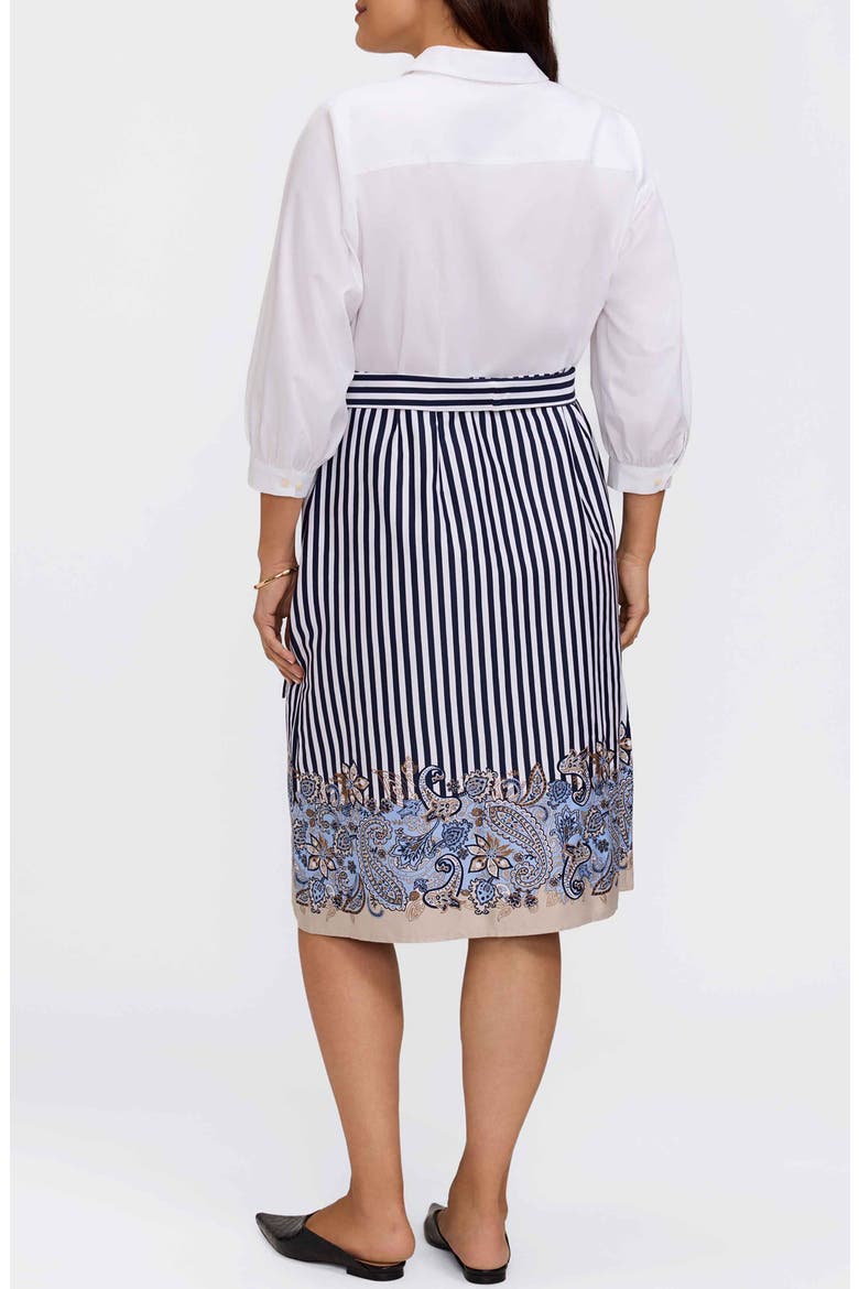 Esther Belted Stripe & Paisley Print Shirtdress, Alternate, color, WHITE MULTI