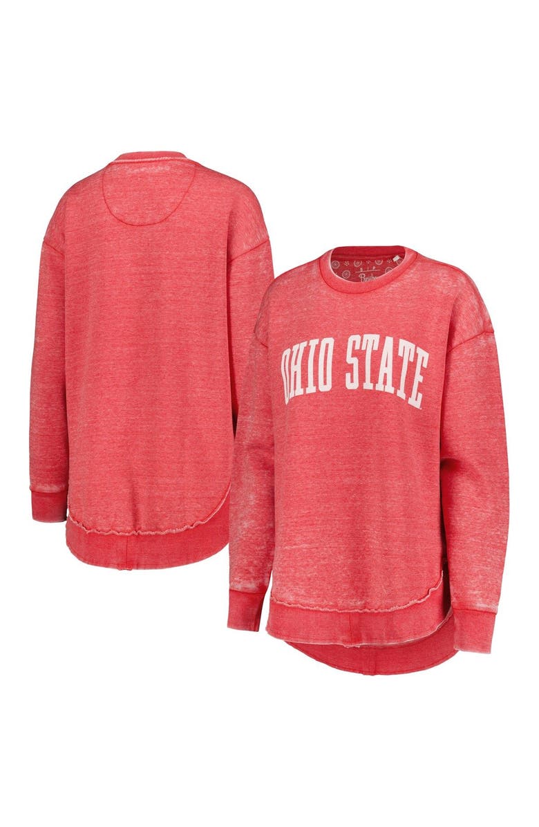 PRESSBOX Women's Pressbox Scarlet Ohio State Buckeyes Vintage Wash Pullover Sweatshirt, Main, color, 