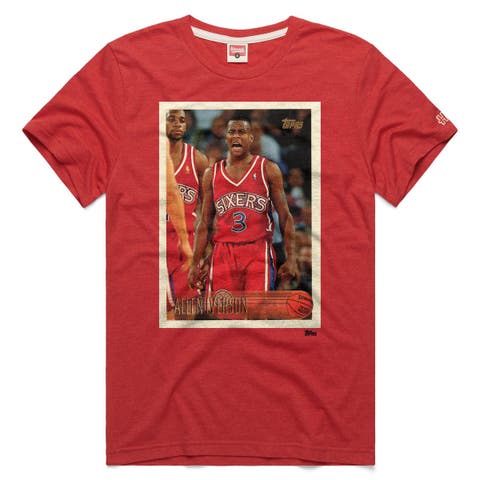 Unisex Homage Allen Iverson Red Philadelphia 76ers Topps Trading Card Player Tri-Blend T-Shirt
