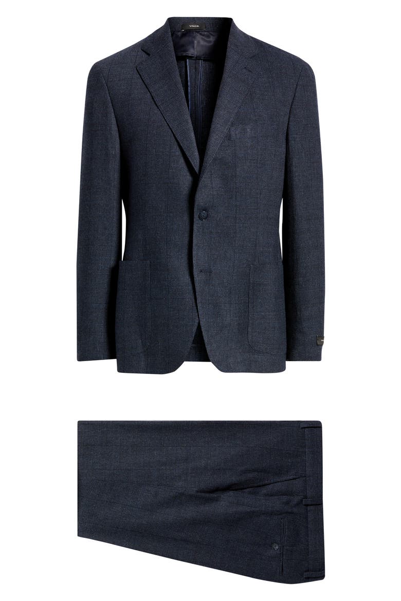 Icon Relaxed Fit Navy Microtexture Stretch Wool & Cashmere Suit, Main, color, NAVY/ CHARCOAL