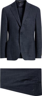 Vince Icon Relaxed Fit Navy Microtexture Stretch Wool & Cashmere Suit