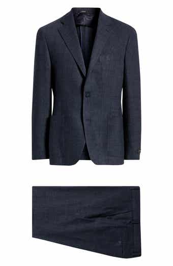 Vince Icon Relaxed Fit Navy Microtexture Stretch Wool & Cashmere Suit