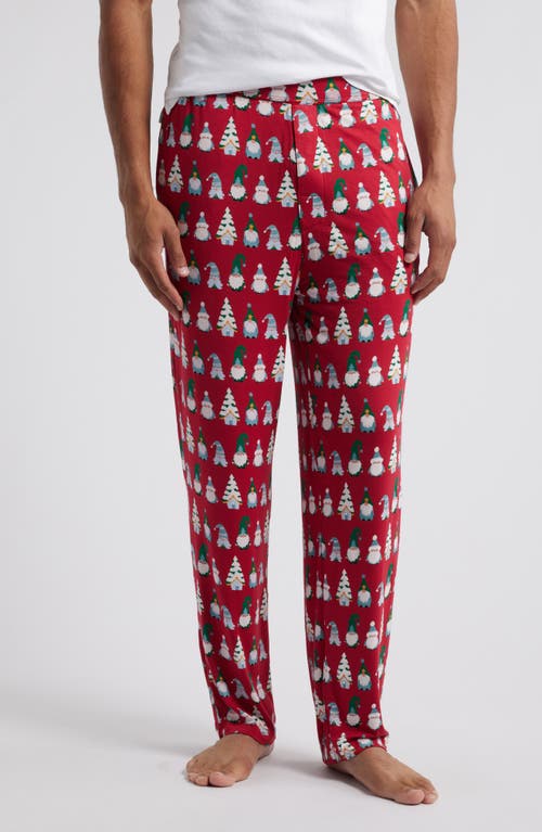 KicKee Pants Holiday Gnome Print Performance Pajama Pants in Crimson Gnomes 