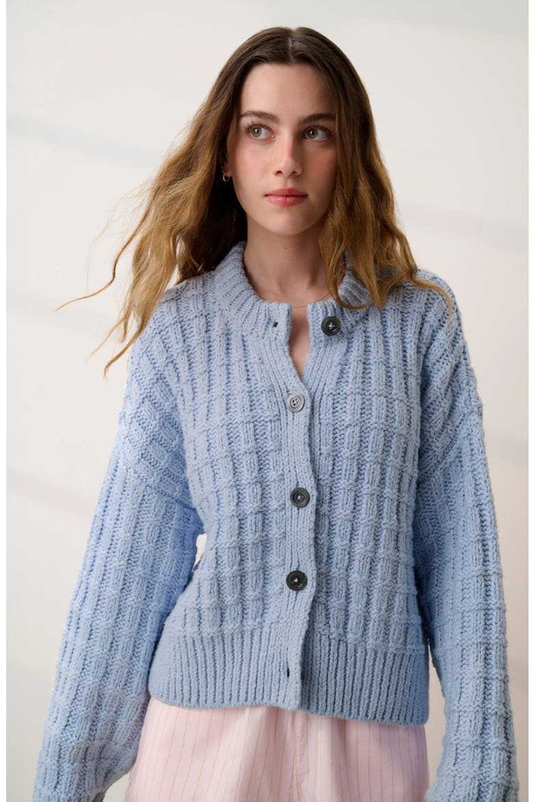 Cloud Cotton Basket Stitch Cardigan, Alternate, color, WHISPER BLUE