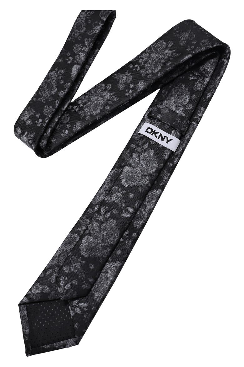 Photo Print Floral Tie, Alternate, color, BLACK/ GREY