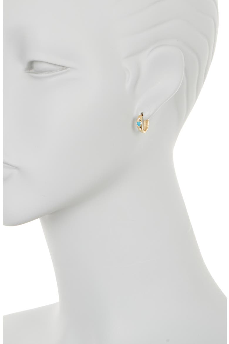Sterling Silver Heart Crystal Huggie Hoop Earrings, Alternate, color, GOLD
