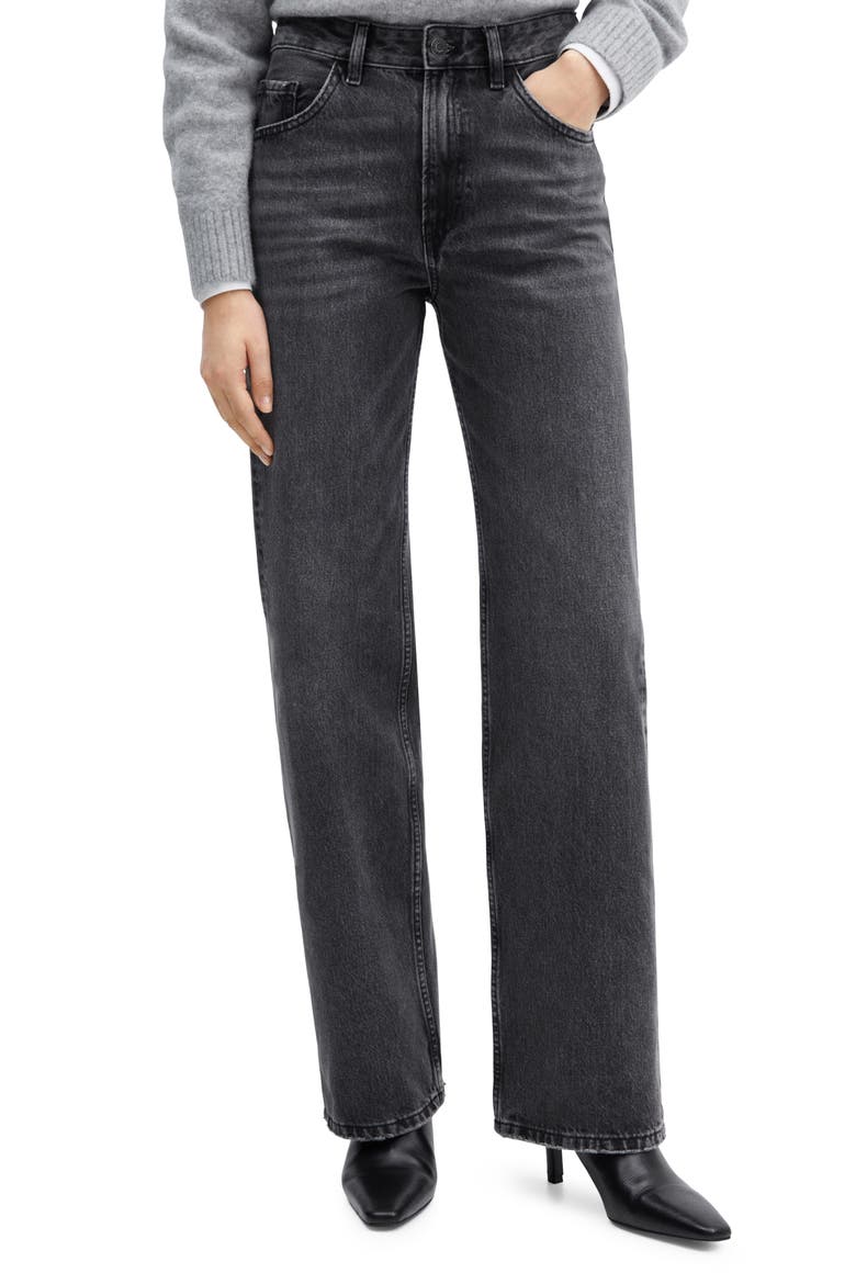 Mid Rise Straight Leg Jeans, Main, color, BLACK DENIM