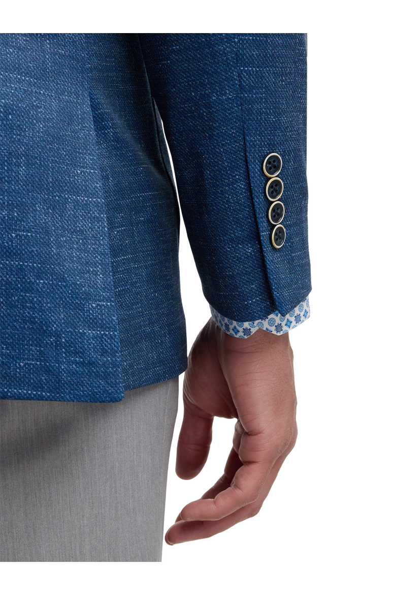 Cotton Blend Single Breasted Notch Lapel Knit Sport Coat, Alternate, color, Blue