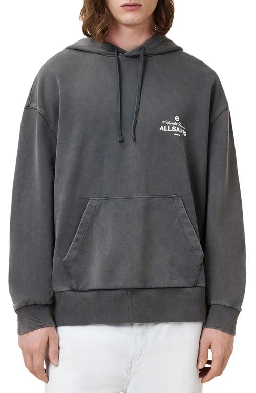 Allsaints Soleil Oversized Pullover Hoodie In Washed Black