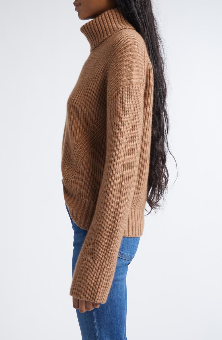 Veronica Beard Matilda Virgin Wool & Cashmere Turtleneck Sweater, Alternate, color, Dark Acorn Melange