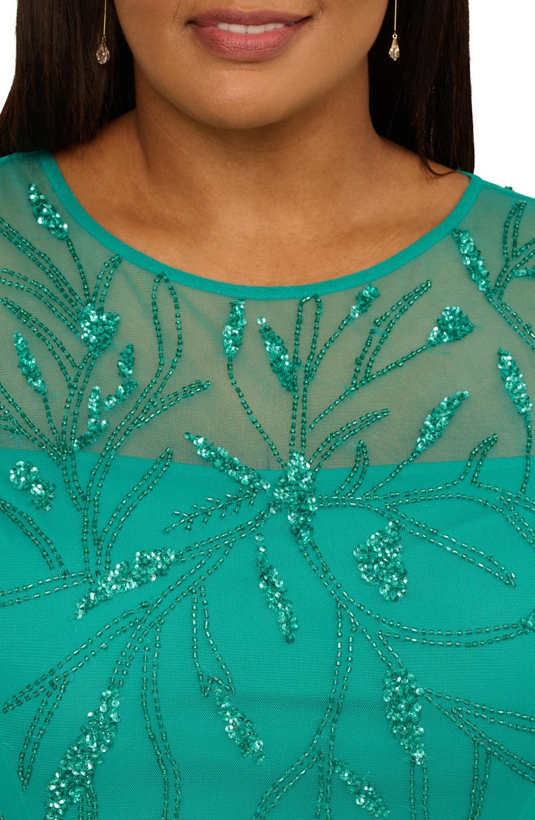 Adrianna Papell Bead Embellished Cocktail Dress, Alternate, color, Exotic Jade