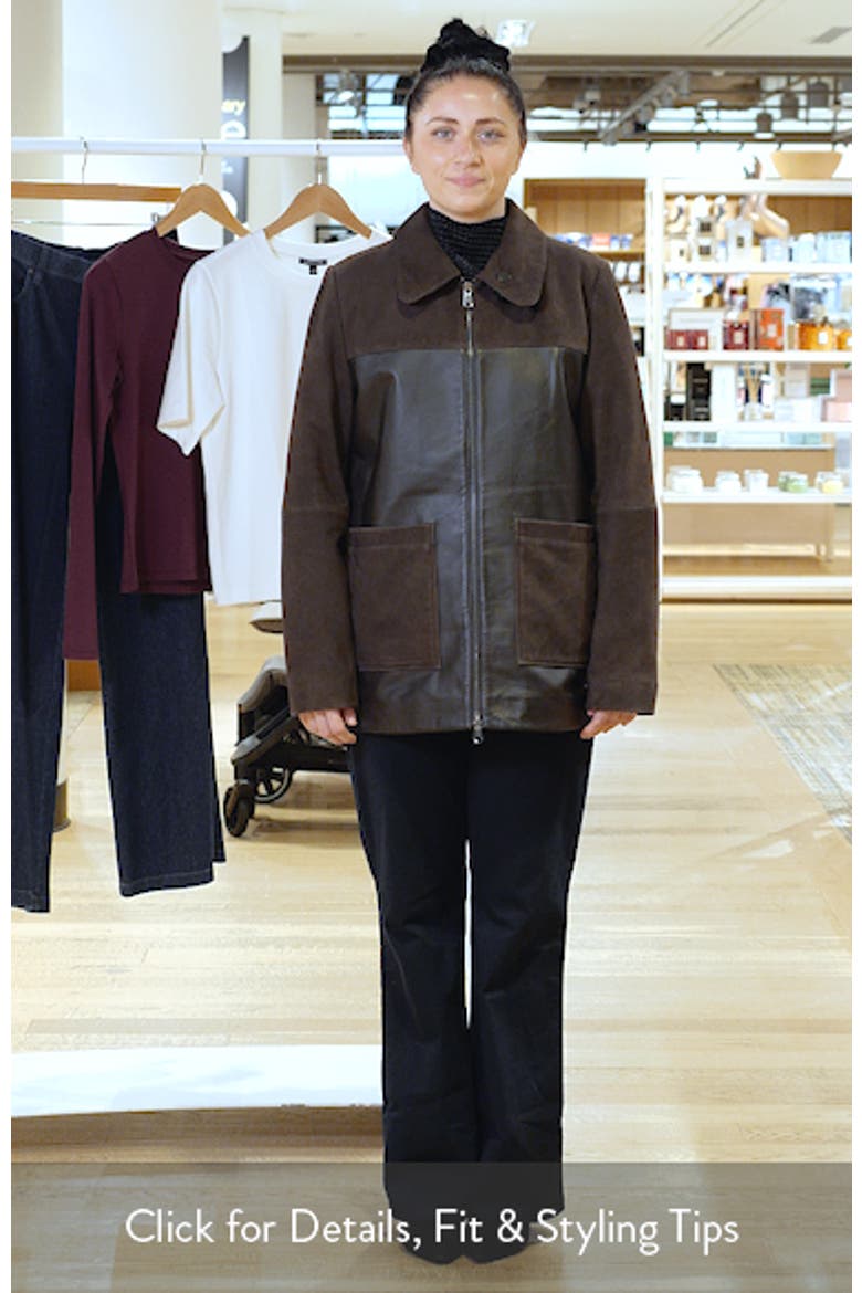 Mixed Media Leather & Suede Shirt Jacket video