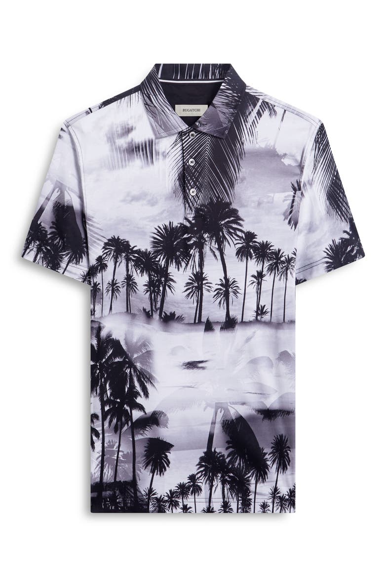 Hendrix Digital Tropical Print Pima Cotton Polo, Alternate, color, BLACK