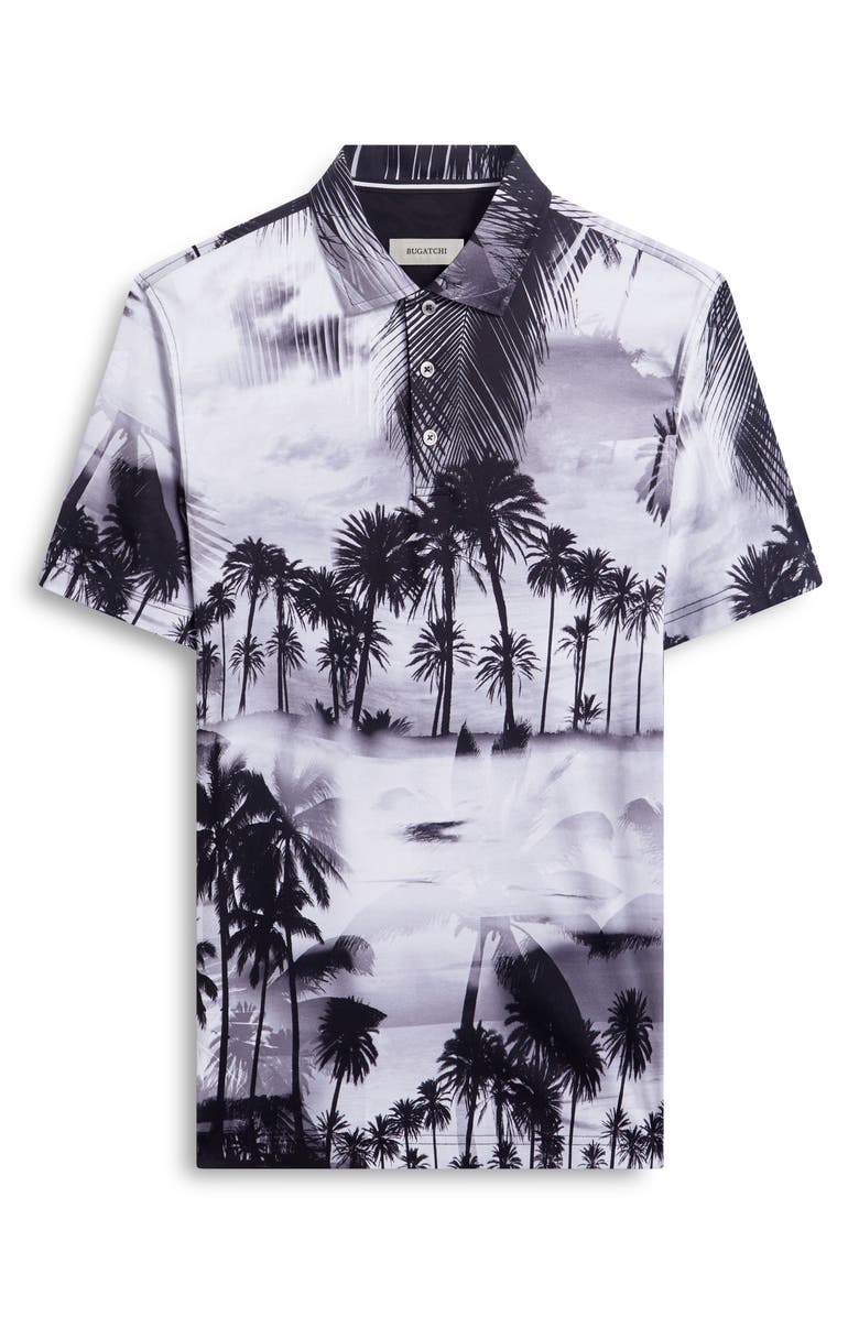Bugatchi Hendrix Digital Tropical Print Pima Cotton Polo, Alternate, color, Black