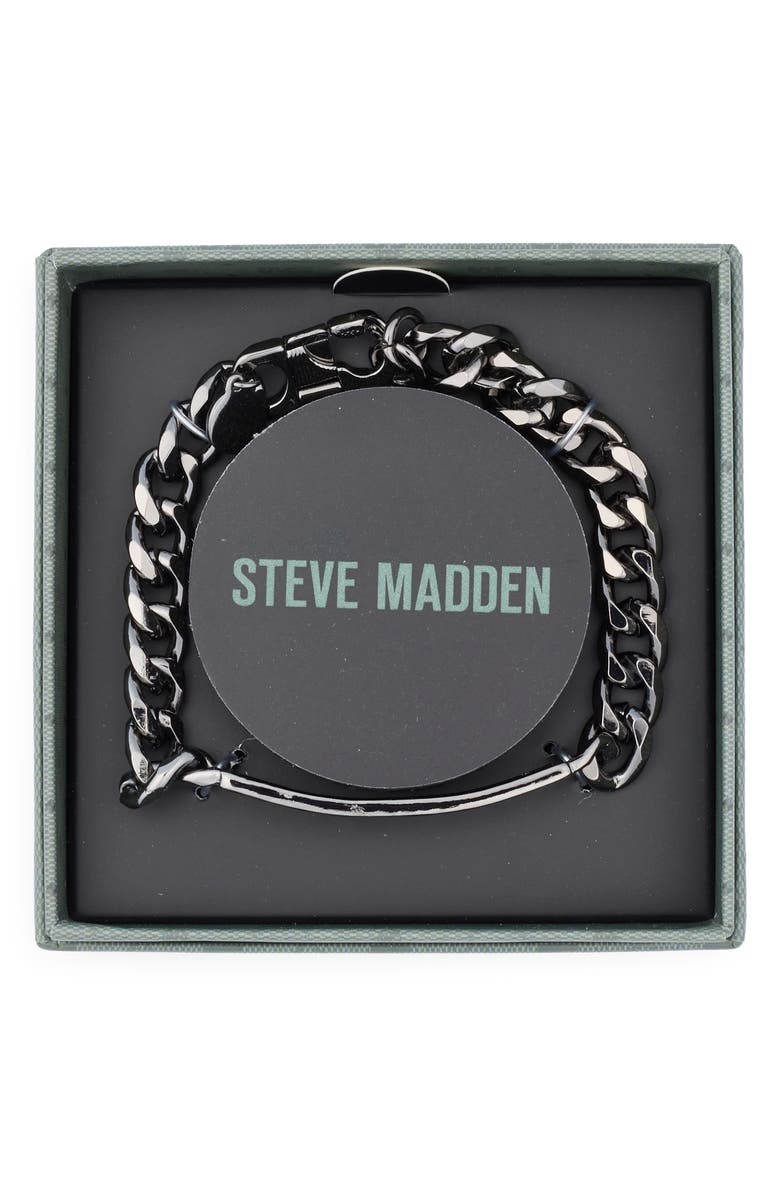 Steve Madden Men's Wide Bar Chain Bracelet, Main, color, Hematite